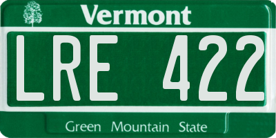 VT license plate LRE422