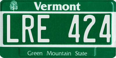 VT license plate LRE424