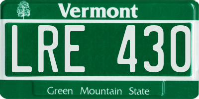 VT license plate LRE430