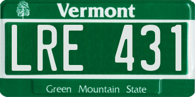 VT license plate LRE431