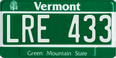 VT license plate LRE433