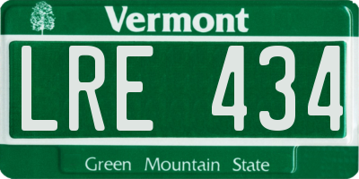 VT license plate LRE434