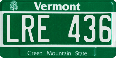 VT license plate LRE436