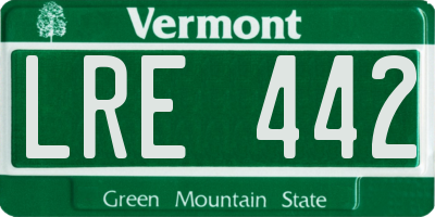 VT license plate LRE442