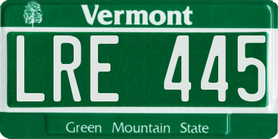 VT license plate LRE445