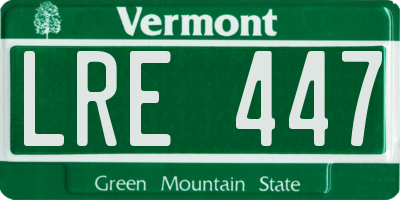 VT license plate LRE447