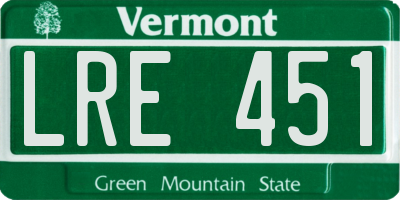 VT license plate LRE451