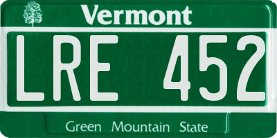 VT license plate LRE452