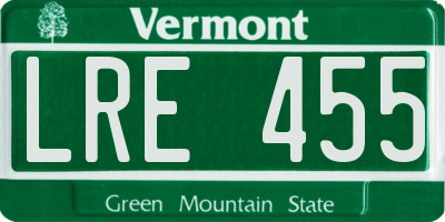 VT license plate LRE455