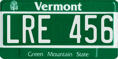 VT license plate LRE456
