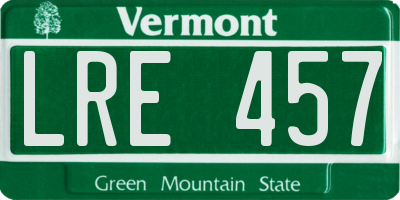 VT license plate LRE457