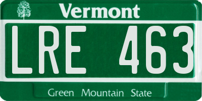 VT license plate LRE463