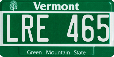 VT license plate LRE465