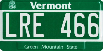 VT license plate LRE466