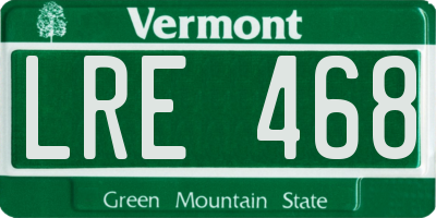 VT license plate LRE468