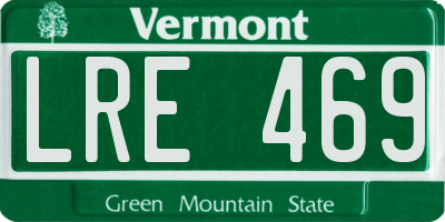 VT license plate LRE469