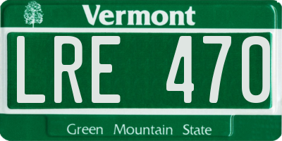 VT license plate LRE470