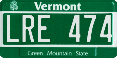 VT license plate LRE474