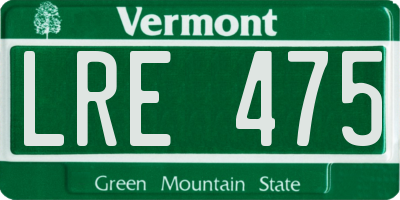 VT license plate LRE475