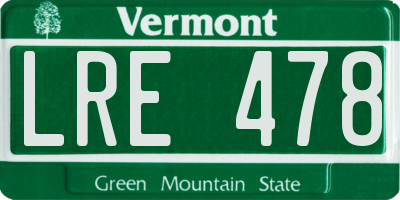 VT license plate LRE478