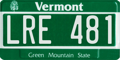 VT license plate LRE481