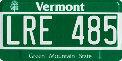 VT license plate LRE485
