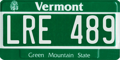 VT license plate LRE489