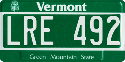 VT license plate LRE492