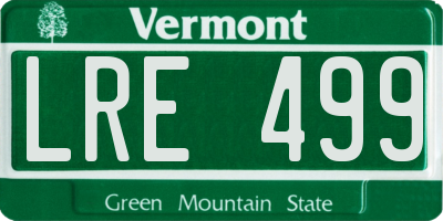 VT license plate LRE499