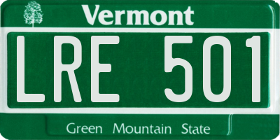 VT license plate LRE501
