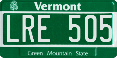 VT license plate LRE505