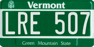 VT license plate LRE507