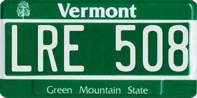 VT license plate LRE508