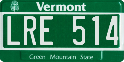 VT license plate LRE514