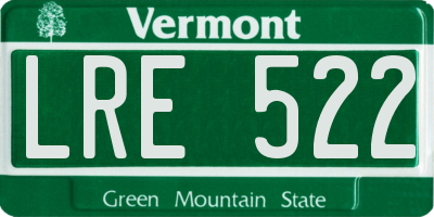 VT license plate LRE522