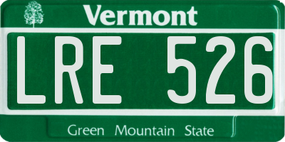 VT license plate LRE526