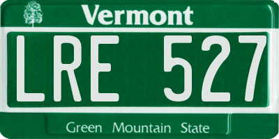 VT license plate LRE527