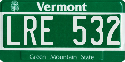 VT license plate LRE532
