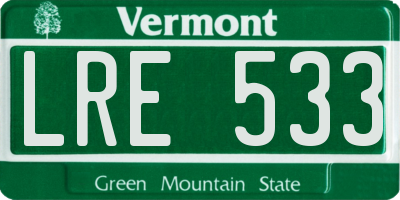 VT license plate LRE533