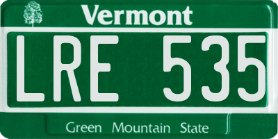 VT license plate LRE535