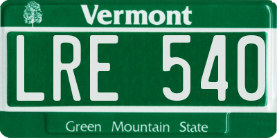 VT license plate LRE540