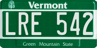 VT license plate LRE542