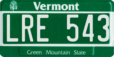 VT license plate LRE543