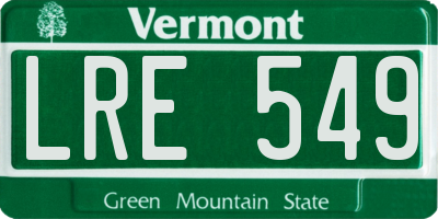 VT license plate LRE549