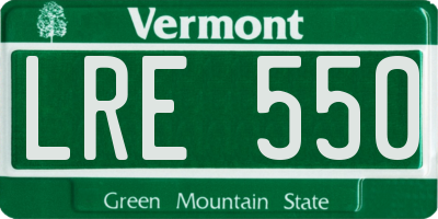 VT license plate LRE550