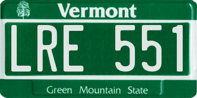 VT license plate LRE551