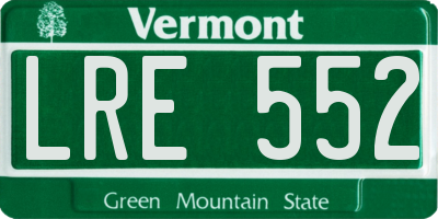 VT license plate LRE552