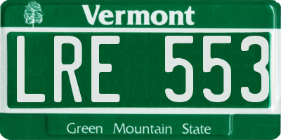 VT license plate LRE553