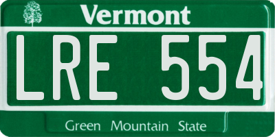 VT license plate LRE554