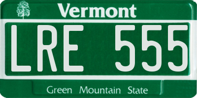 VT license plate LRE555